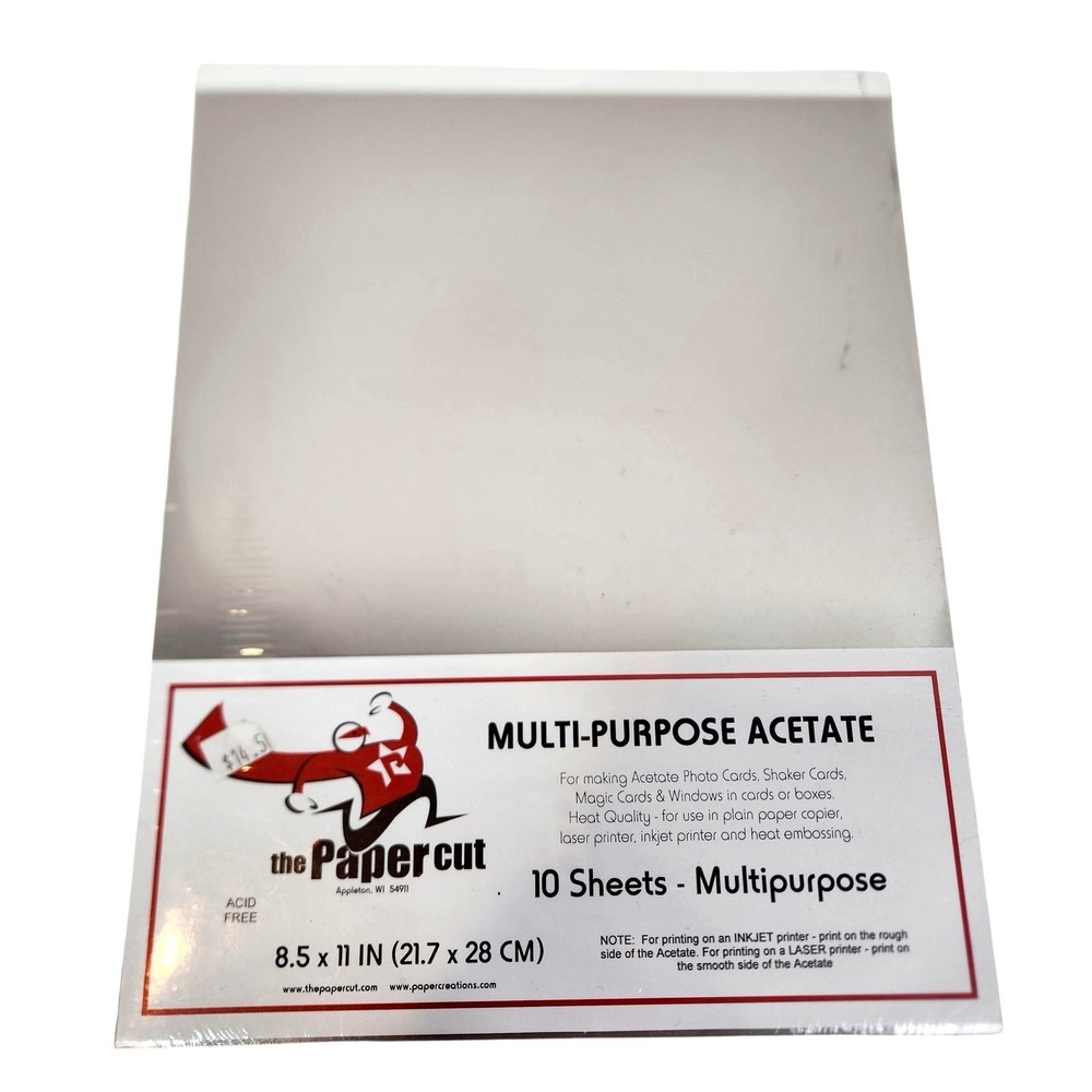 The Papercut Multi-Purpose Acetate Sheets Clear 8.5x11 10 Pack Acid Free Craft